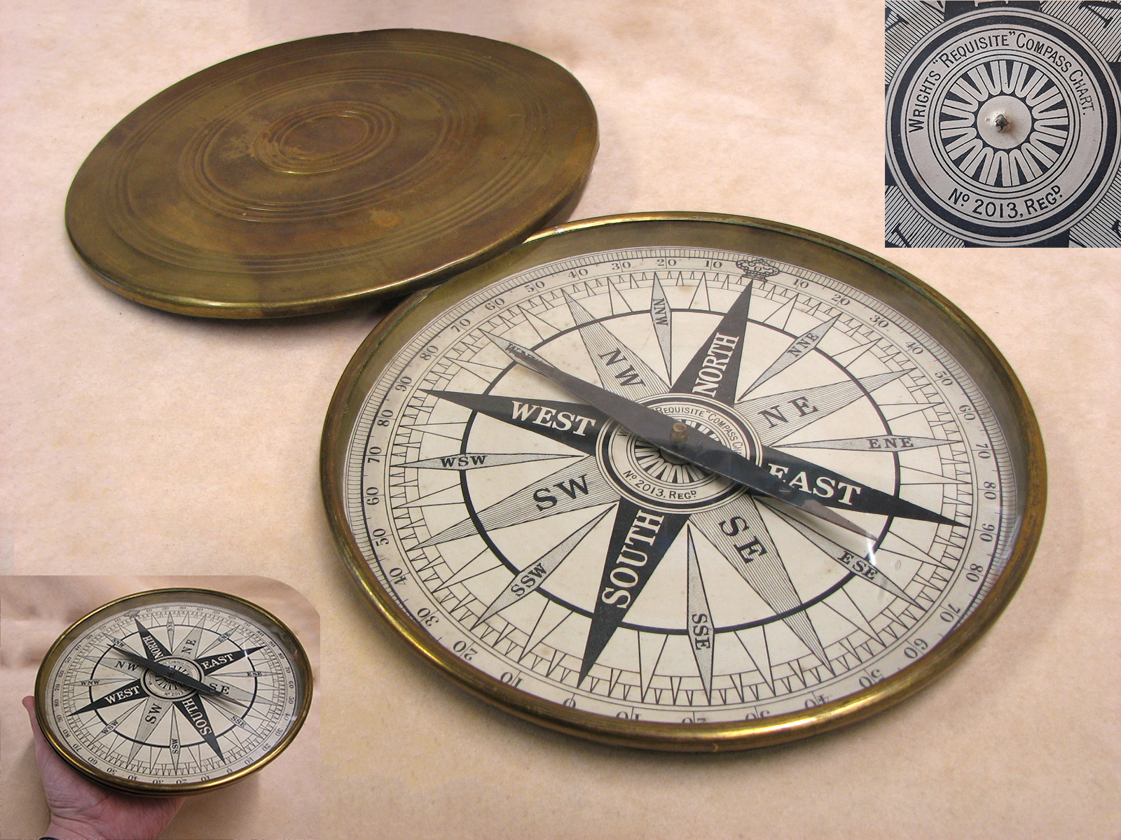 Late 19th Century Wrights Requisite cartographers brass compass